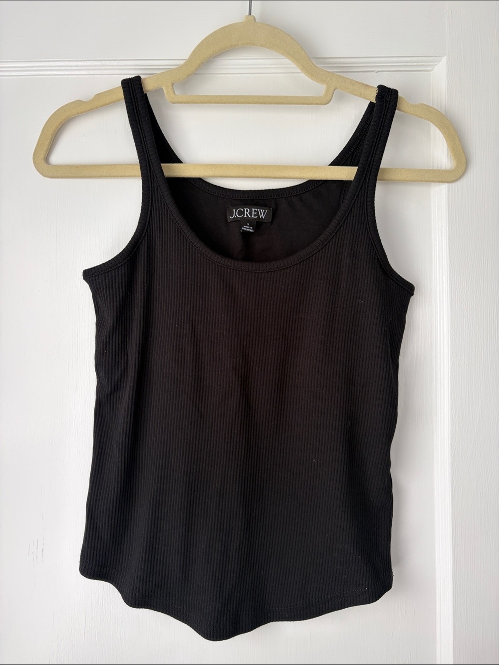 J. Crew Black Ribbed Scoop Neck Tank